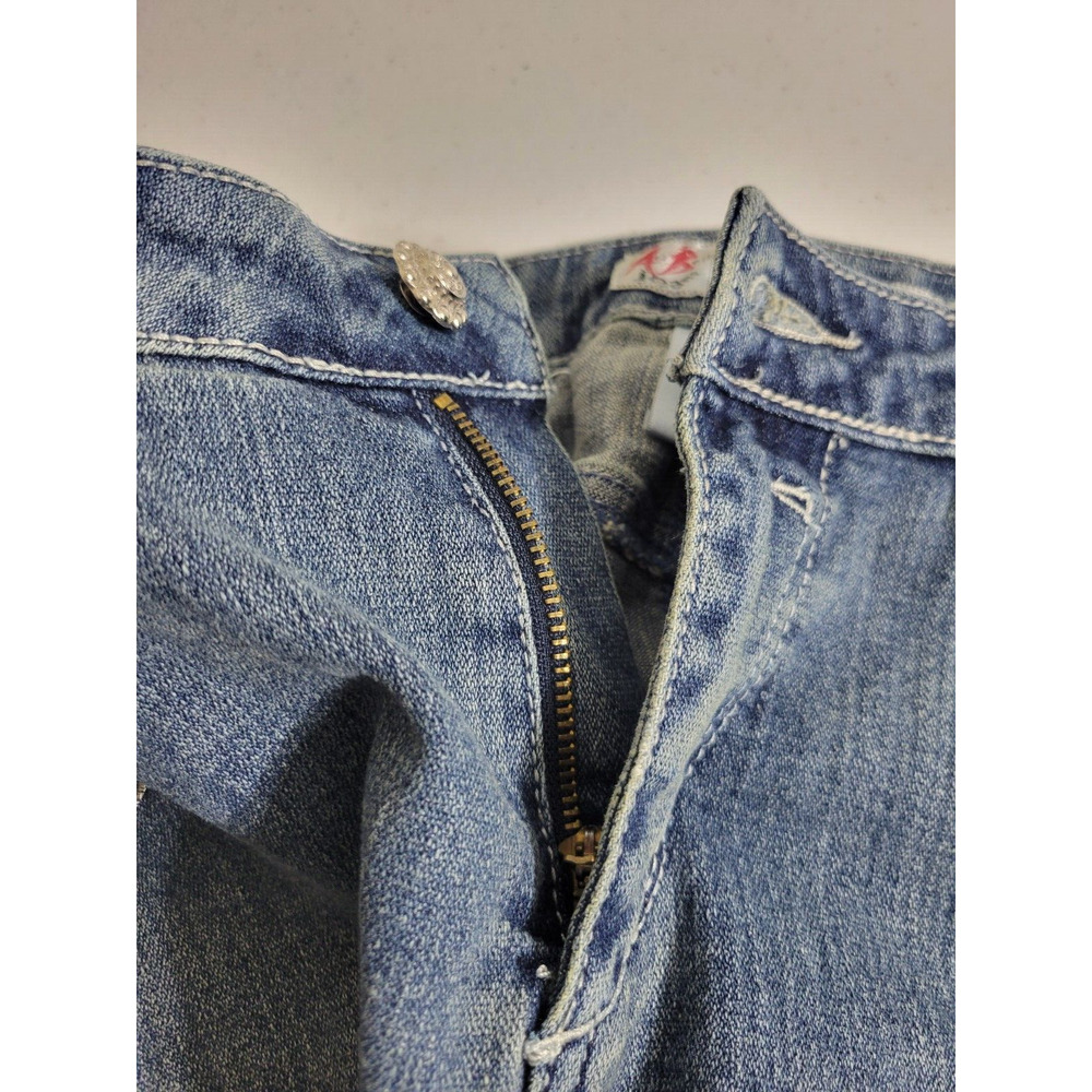 It's All About You Blue Embroidered Straight Denim Mini Skirt Women's Size‎ 10 - Picture 8 of 9